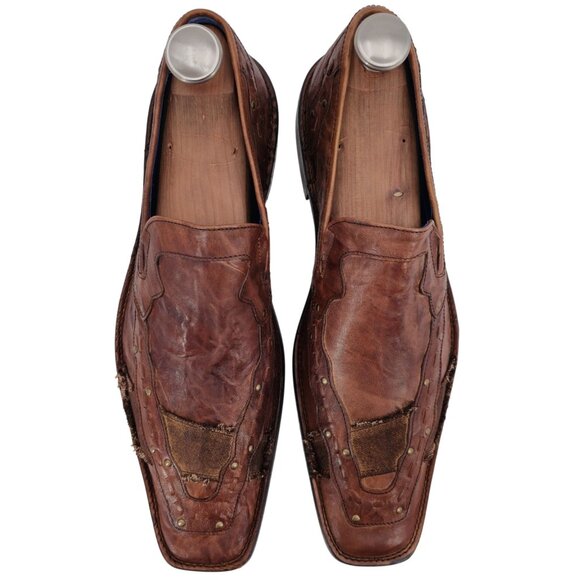 NEW Mark Nason ITALY Rock Never Dies Mens 13 Brown Leather Slip-on Loafers Shoes main image 9